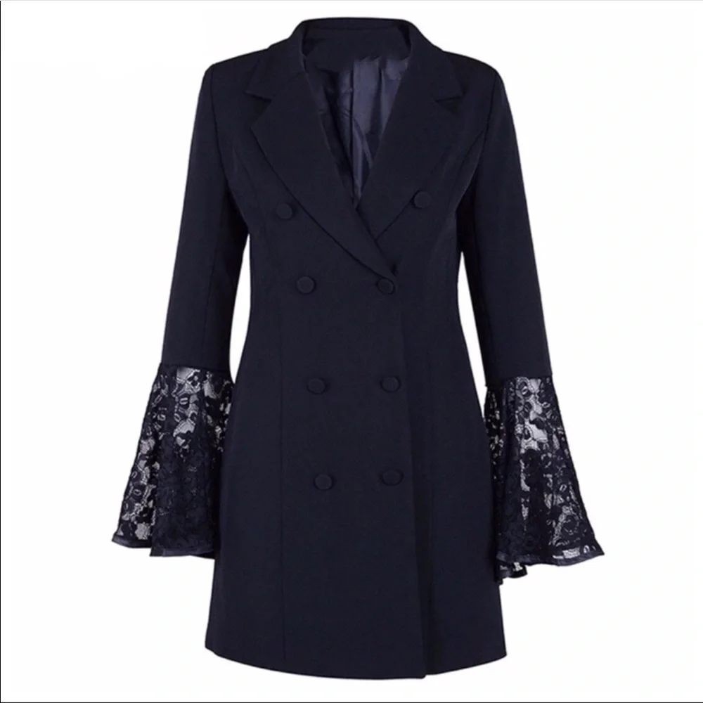 Black Dramatic Bell Sleeve Dress Jacket - Picture 5 of 11